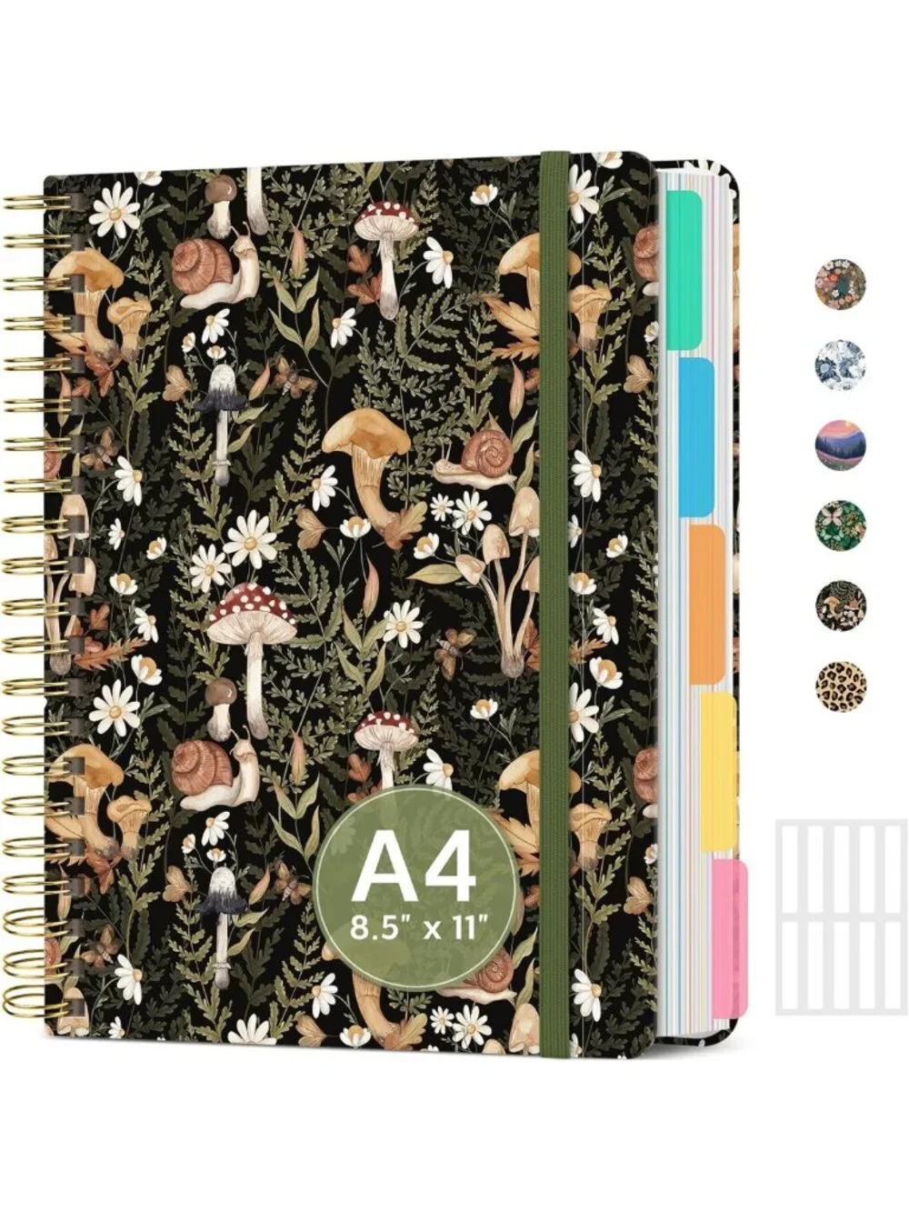 Large 5-Subject Spiral Notebook with Dividers & Tabs, 280 Pages, Cute Journal